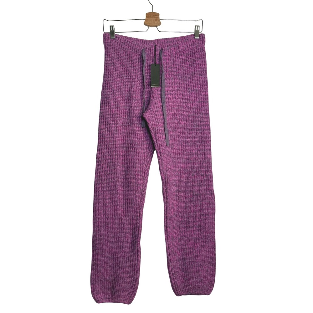 MONROW Wool Cashmere Space Dye Vintage Sweatpants Womens Oatmeal Knit Joggers